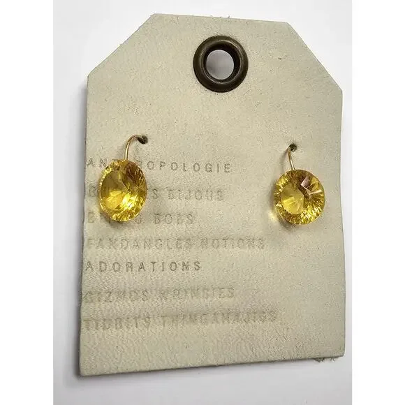 Anthropologie Faceted Yellow Crystal Drop Earrings - Picture 2 of 3